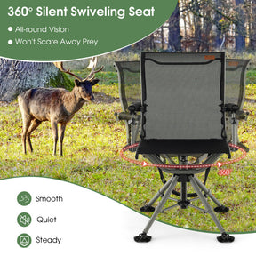 360 Degree Swivel Folding Hunting Chair with Adjustable Heights for Camping and Fishing