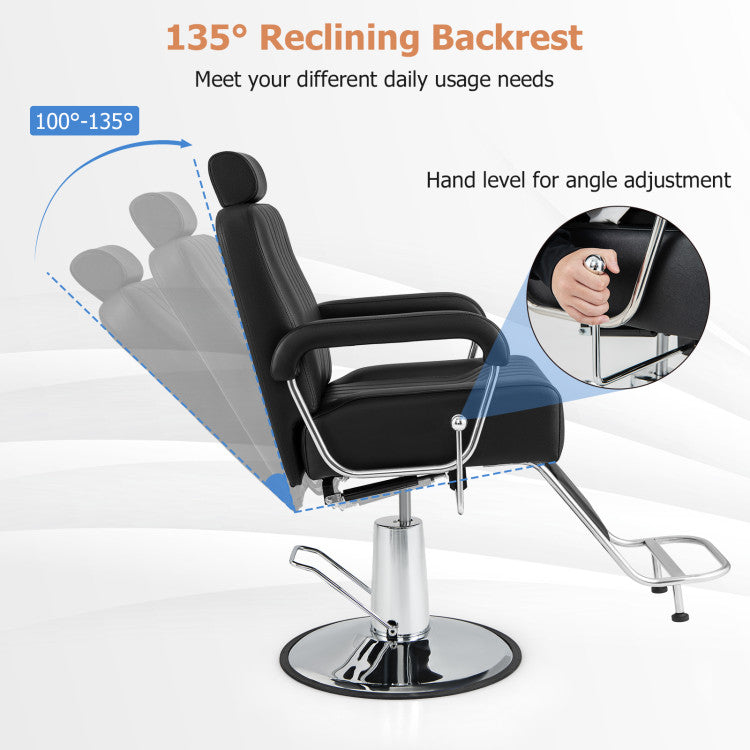 360 Degrees Swivel Salon Hydraulic Barber Chair with Adjustable Headrest and Backrest