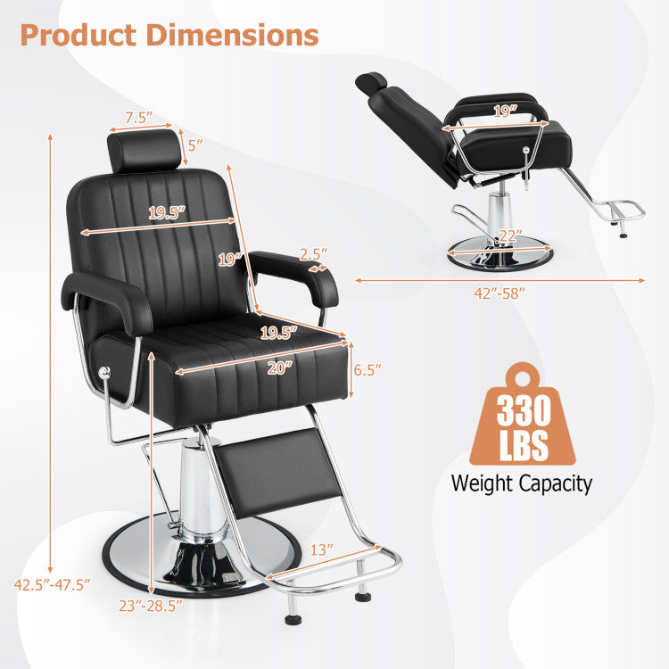 360 Degrees Swivel Salon Hydraulic Barber Chair with Adjustable Headrest and Backrest