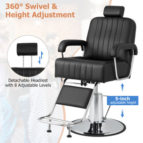 360 Degrees Swivel Salon Hydraulic Barber Chair with Adjustable Headrest and Backrest