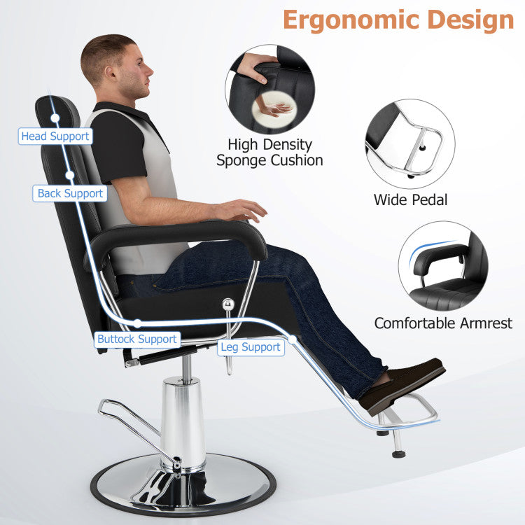 360 Degrees Swivel Salon Hydraulic Barber Chair with Adjustable Headrest and Backrest