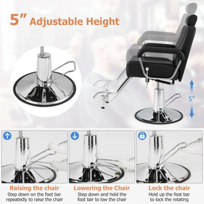 360 Degrees Swivel Salon Hydraulic Barber Chair with Adjustable Headrest and Backrest