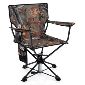 360° Swivel Foldable Foldable Hunting Chair with Cup Holder and Storage Pockets