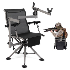 360° Swivel Foldable Hunting Chair Blind Chair with Adjustable Legs and Gun Holder