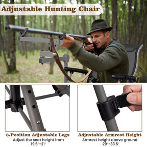 360° Swivel Foldable Hunting Chair Blind Chair with Adjustable Legs and Gun Holder