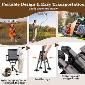 360° Swivel Foldable Hunting Chair Blind Chair with Adjustable Legs and Gun Holder