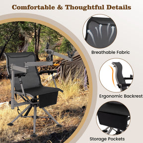 360° Swivel Foldable Hunting Chair Blind Chair with Adjustable Legs and Gun Holder