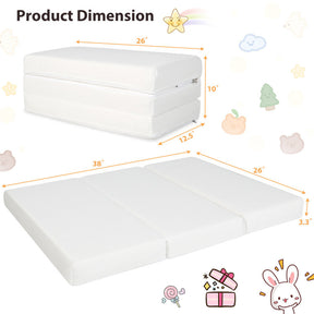 3 Inch Tri-Fold Ultra Soft Foam Baby Playard Mattress with Carry Bag