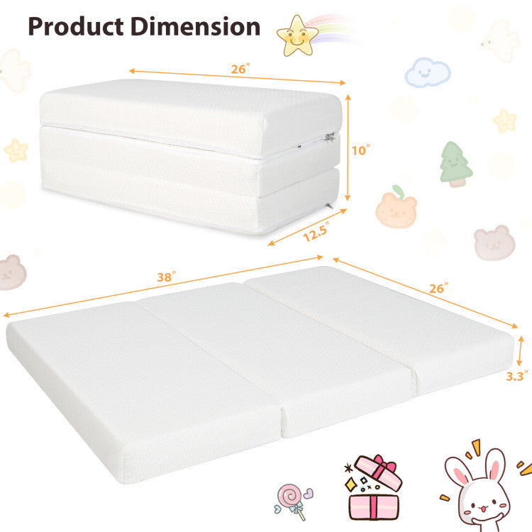 3 Inch Tri-Fold Ultra Soft Foam Baby Playard Mattress with Carry Bag