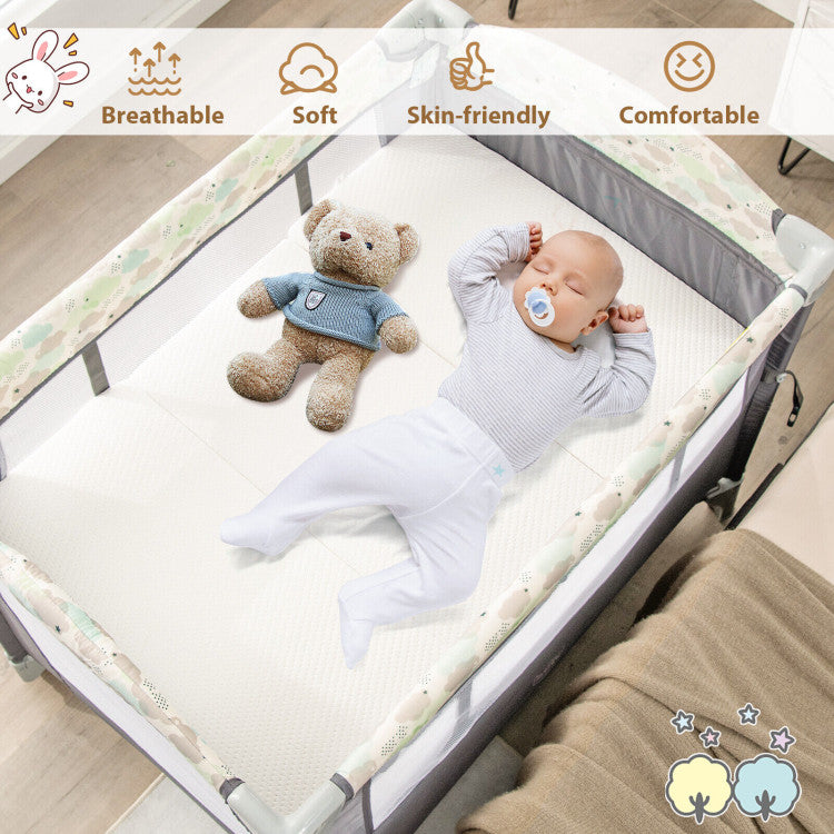 3 Inch Tri-Fold Ultra Soft Foam Baby Playard Mattress with Carry Bag