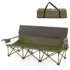 3 Person Folding Camping Chair with 2 Cup Holders & Storage Bag