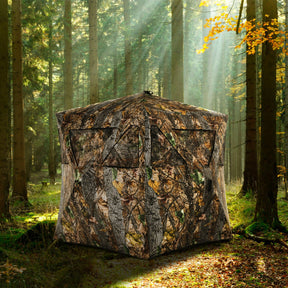 3 Person Portable Pop-Up Ground Hunting Blind with Tie-downs and Carrying Bag