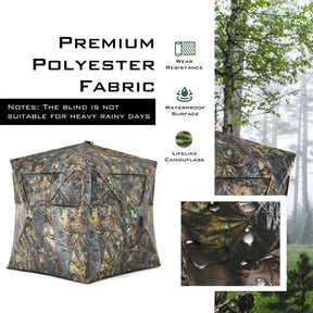 3 Person Portable Pop-Up Ground Hunting Blind with Tie-downs and Carrying Bag