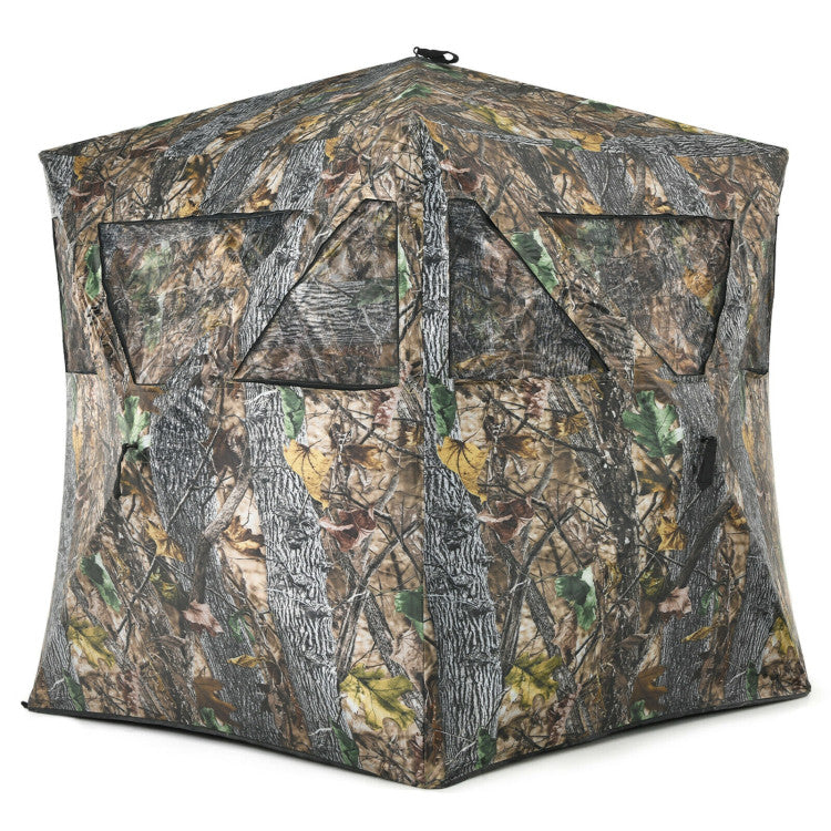 3 Person Portable Pop-Up Ground Hunting Blind with Tie-downs and Carrying Bag