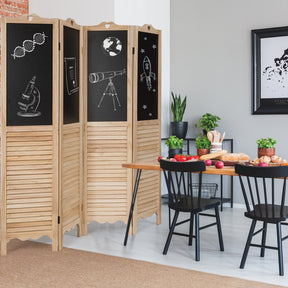 4-Panel Folding Privacy Room Divider Screen with Erasable Chalkboard