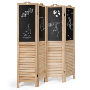 4-Panel Folding Privacy Room Divider Screen with Erasable Chalkboard