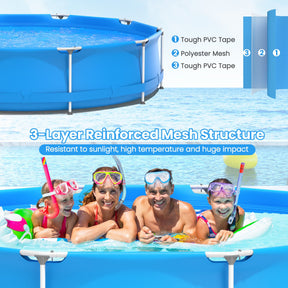 4-Person 12-Inch Round Above-Ground Swimming Pool with Pool Cover