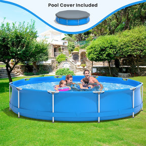 4-Person 12-Inch Round Above-Ground Swimming Pool with Pool Cover