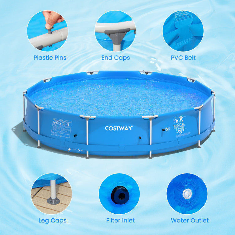 4-Person 12-Inch Round Above-Ground Swimming Pool with Pool Cover