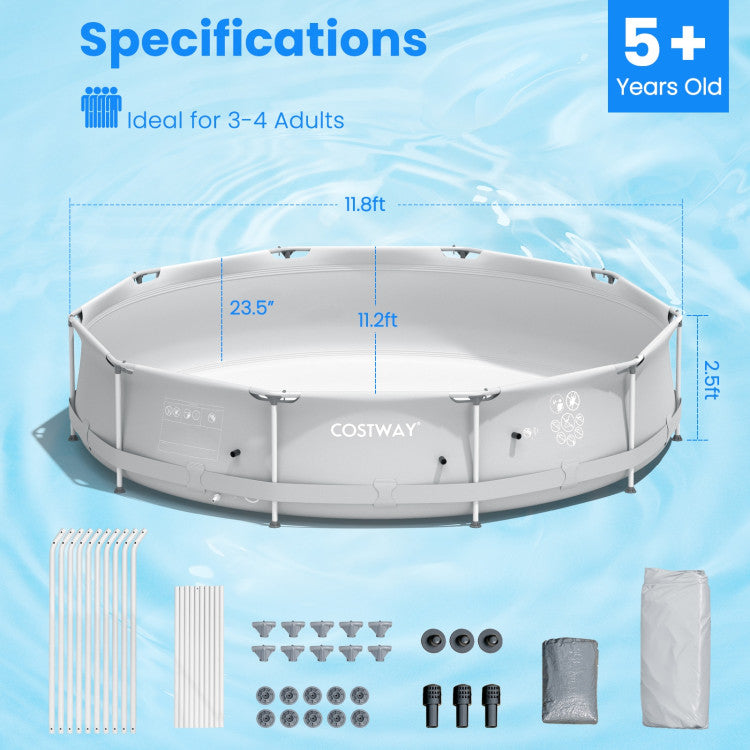 4-Person 12-Inch Round Above-Ground Swimming Pool with Pool Cover