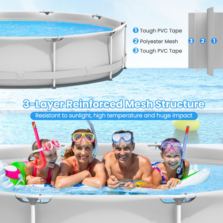 4-Person 12-Inch Round Above-Ground Swimming Pool with Pool Cover