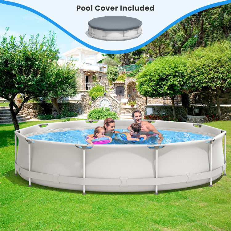 4-Person 12-Inch Round Above-Ground Swimming Pool with Pool Cover