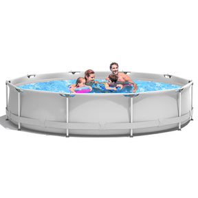 4-Person 12-Inch Round Above-Ground Swimming Pool with Pool Cover