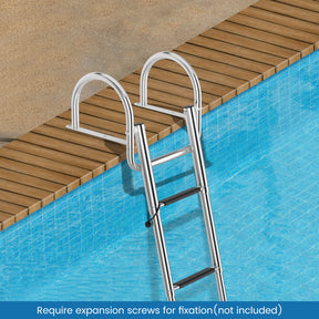 4-Step Pontoon Boat Ladder Folding Swimming Ladder for Poolside and Docks