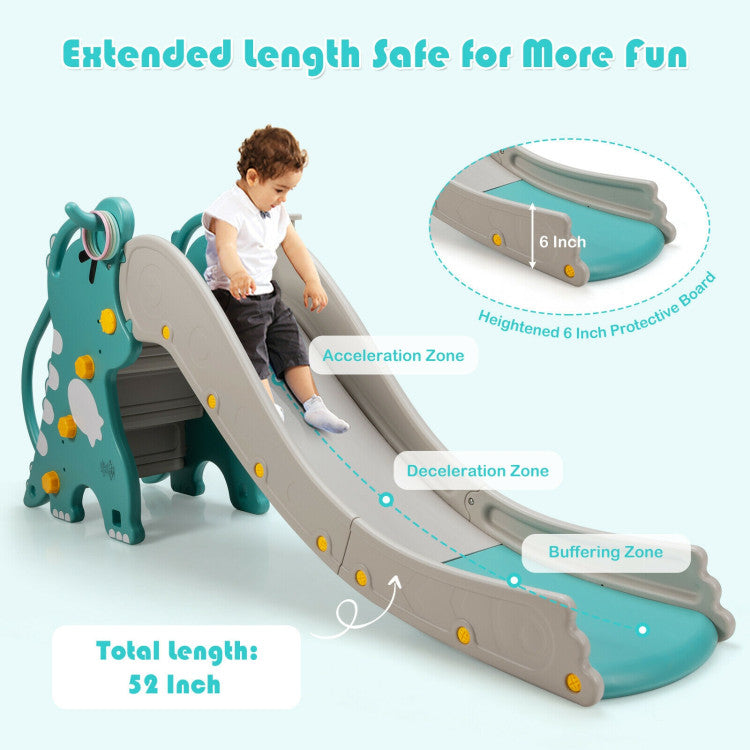 4-in-1 Kids Climber Slide Play Set with Basketball Hoop