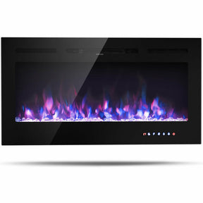 Hikidspace 40-Inch Electric Fireplace Insert Mirror Fireplace Heater Recessed  & Wall Mounted with 9 Adjustable  Flame Colors, Timer,  Remote Control, Low Noise