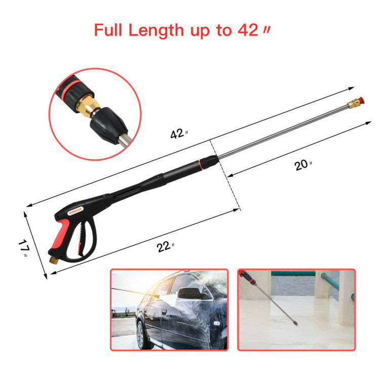 4000 PSI Pressure Washer Gun with 20-Inch Extension Wand Lance for Car and Floor Cleaning