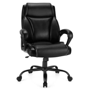 400 Pounds Big and Tall High Back Leather Office Chair with Adjustable Backrest and Wheels