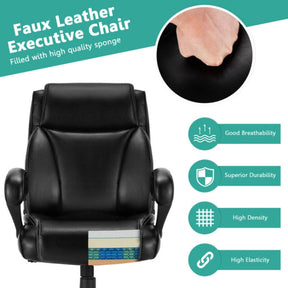 400 Pounds Big and Tall High Back Leather Office Chair with Adjustable Backrest and Wheels