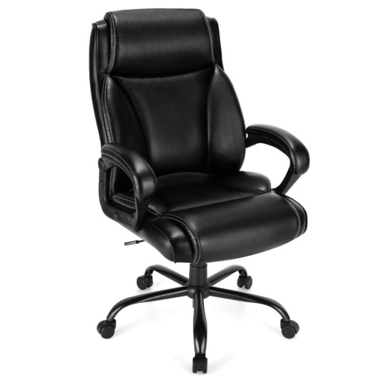 400 Pounds Big and Tall High Back Leather Office Chair with Adjustable Backrest and Wheels