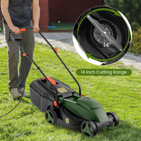 4015 Rpm Electric Corded Lawn Mower with Collection Box and 3 Adjustable Height