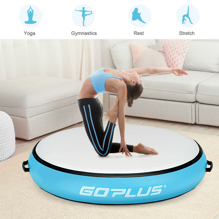 40 Inch Inflatable Round Gymnastic Mat with Electric Pump for Yoga