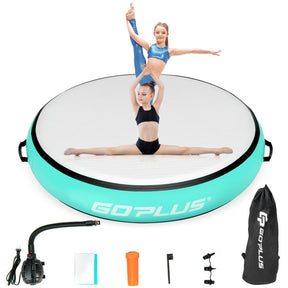 40 Inch Inflatable Round Gymnastic Mat with Electric Pump for Yoga