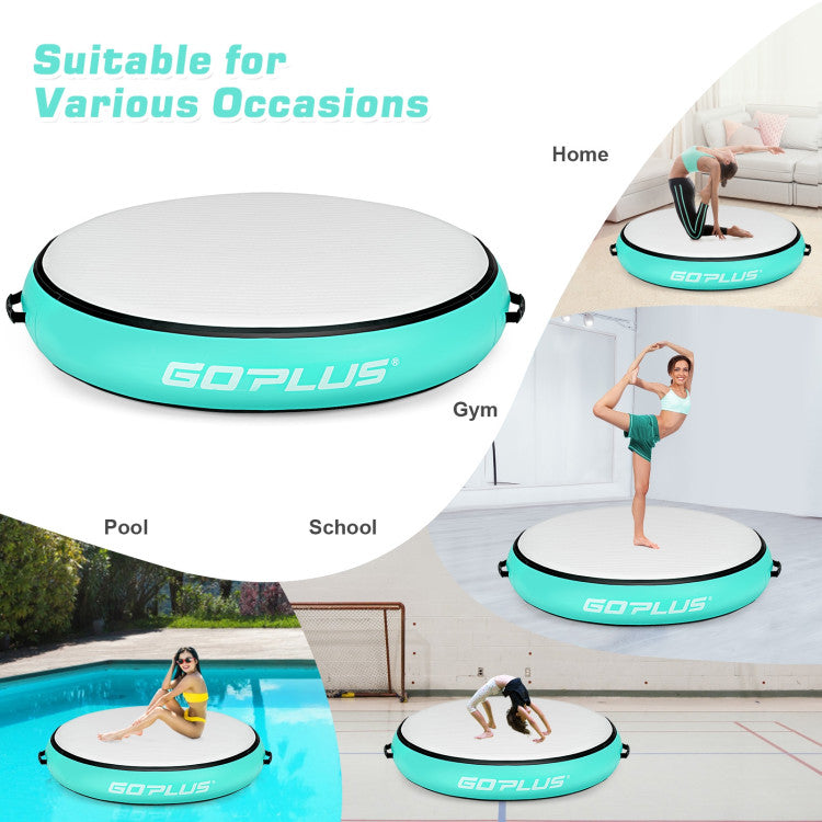 40 Inch Inflatable Round Gymnastic Mat with Electric Pump for Yoga