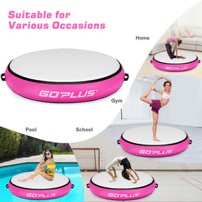 40 Inch Inflatable Round Gymnastic Mat with Electric Pump for Yoga