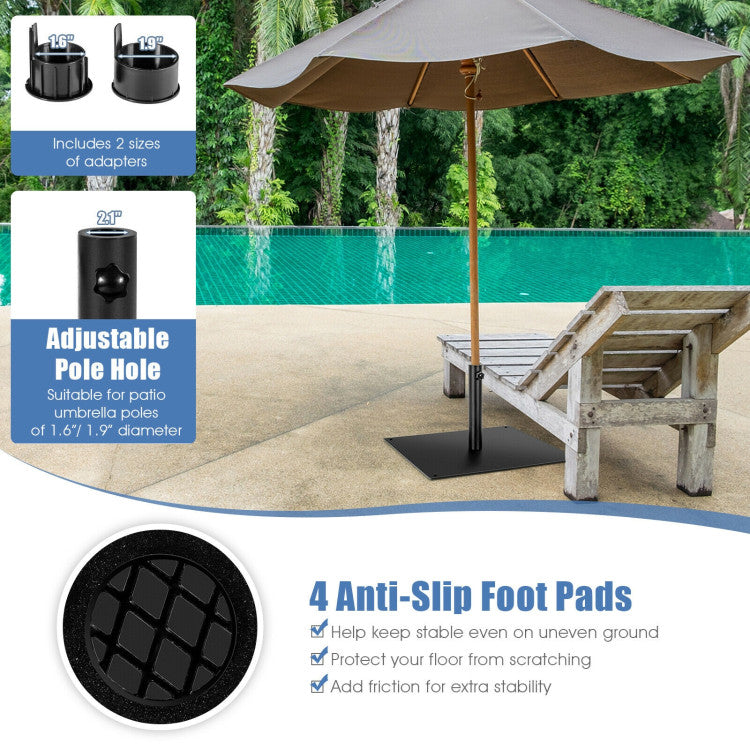 42 LBS Weighted 25 Inch Square Patio Umbrella Base with Manual Knob and Anti-slip Pads