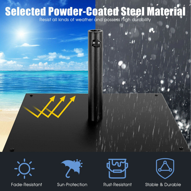 42 LBS Weighted 25 Inch Square Patio Umbrella Base with Manual Knob and Anti-slip Pads