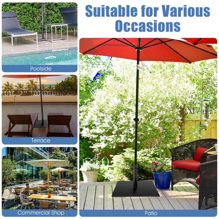 42 LBS Weighted 25 Inch Square Patio Umbrella Base with Manual Knob and Anti-slip Pads