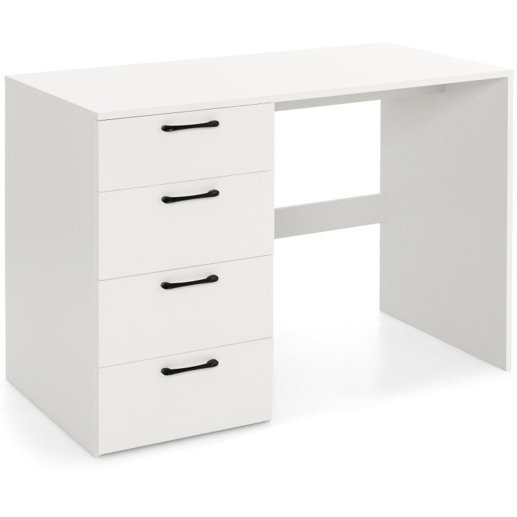 Hikidspace 43.5 Inch Computer Desk Study Desk with 4 Large Drawers for Home Office_White