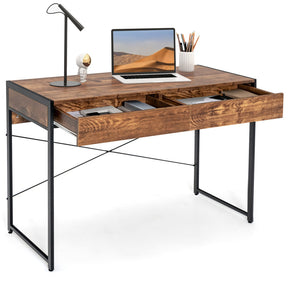 44-Inch Computer Desk Writing Study Desk with 2-Drawer for Home Office