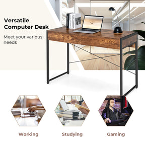 44-Inch Computer Desk Writing Study Desk with 2-Drawer for Home Office