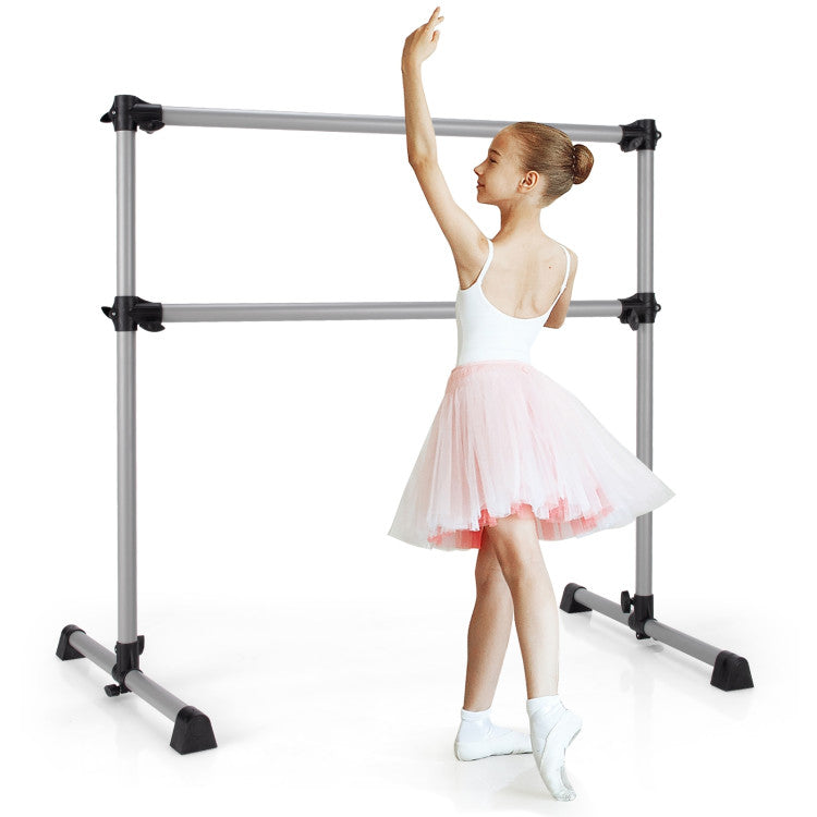 4 Feet Anti-slip Double Ballet Barre Bar with Adjustable Height