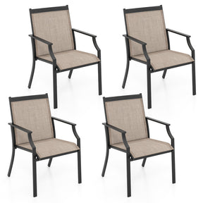 4 Piece Patio Dining Chairs Large Outdoor Chairs with Breathable Seat