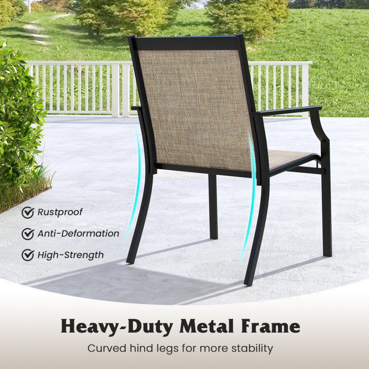 4 Piece Patio Dining Chairs Large Outdoor Chairs with Breathable Seat