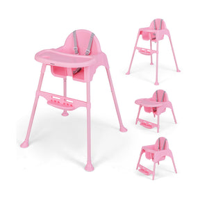 4 in 1 Convertible Kids Baby Dining High Chair with Removable Tray and Adjustable Footrest