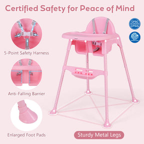 4 in 1 Convertible Kids Baby Dining High Chair with Removable Tray and Adjustable Footrest